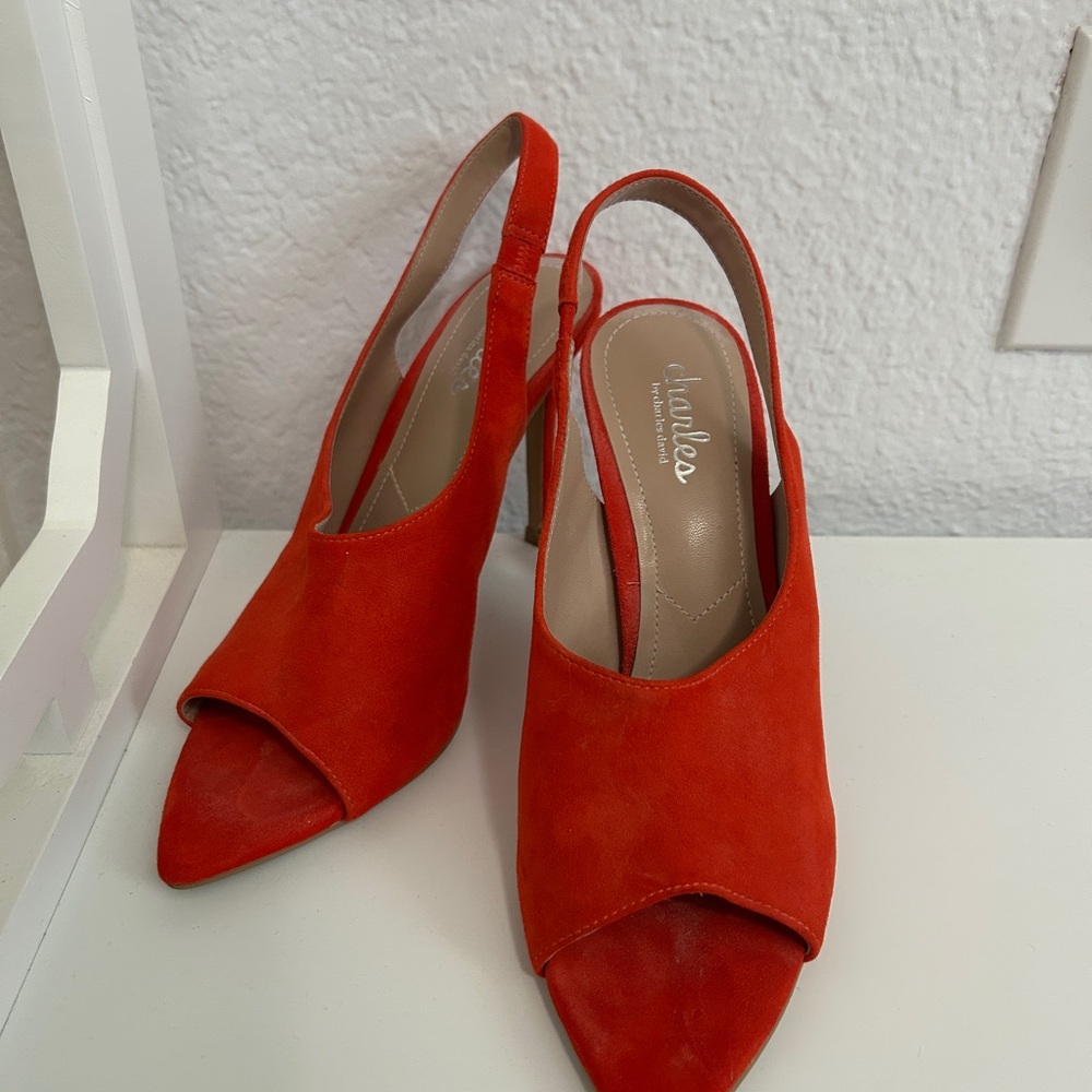 Charles David Red Slingback Heels